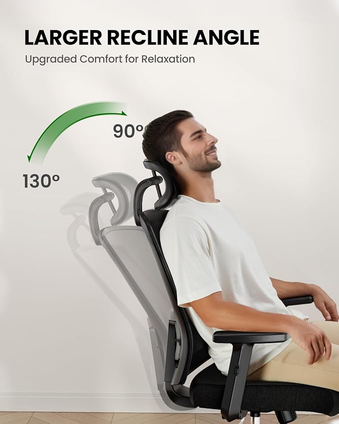 Marsail Ergonomic Office Chair Ergonomic Gaming Chair with Lumbar Support, 2D Headrest, Adjustable Armrests, Contoured Seat Cushion, Computer Desk Chair with Wheels for Home and Office, Pack of 5