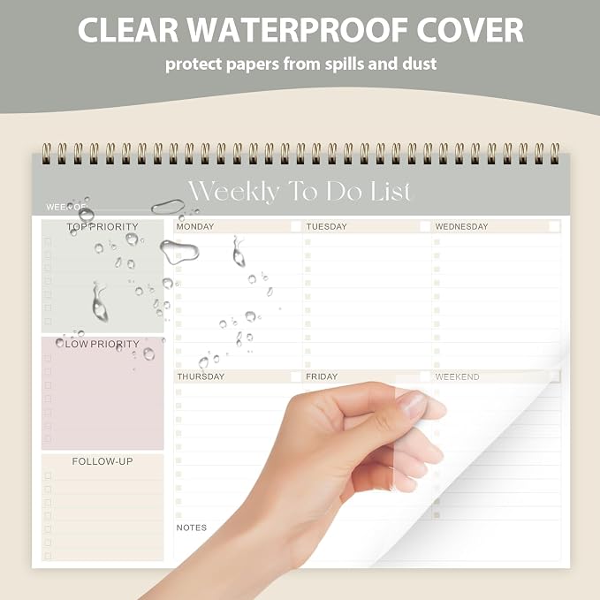 Weekly To Do List Notepad, Undated Planner with 52 Sheets (8.5''x11'') | Desk Accessories and Supplies, Women & Man, Home School & Work