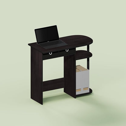 Ipoh Computer Desk, 32 Inch Writing Desk, Study Desk with Side Shelves and Bin Storage, for Home Office, Study Room, Mocha Charcoal