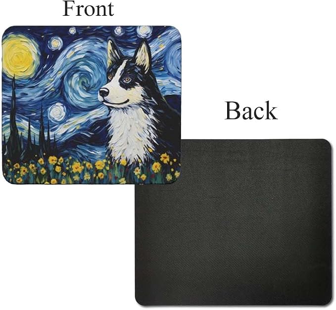 Starry Night Husky Dog Mouse Pad for Computer Laptop Home Office Gaming Working Desk Desktop Accessories Non-Slip Rubber Mouse Pad for Dog Lovers (Husky)