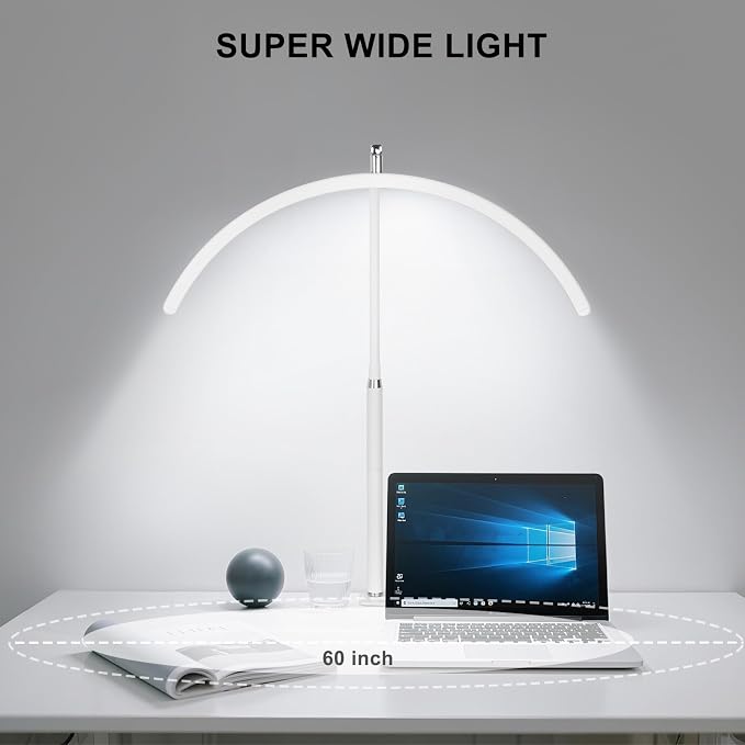 Professional Half Moon LED Desk Light for Nail Techs & Artists – Flexible Gooseneck Arch Table Lamp with Clamp, 5 Color Modes & 5 Brightness Levels for Manicure, Tattoo, Beauty Work
