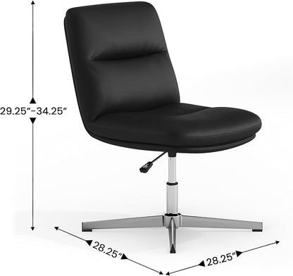 Flash Furniture Chloe Commercial Mid-Back Swivel Office Chair, Padded LeatherSoft, Adjustable Height, Ergonomic Mid-Rise Back, Armless, Stationary, Black/Chrome