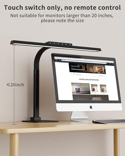 24W LED Desk Lamp, 112 High-Bright Eye-Caring Architect Light, 3000K-6000K Stepless Dimmable Touch Control, Weighted Metal Base, Auto-Dimming & Memory Function for Home Office, Reading, Gaming, Black
