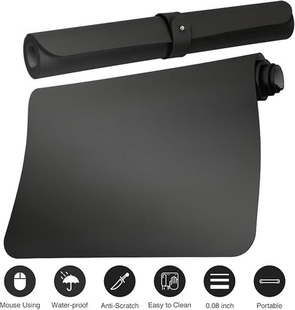 Boutilon Leather Desk Pad Protector,Non-Slip Mouse Pad,Laptop Desk Pad,Office Mouse Mat,Waterproof Leather Desk Blotter,Desk Writing Pad for Office and Home,Laptop Blotter (XL-Black,35.4"x 15.7")