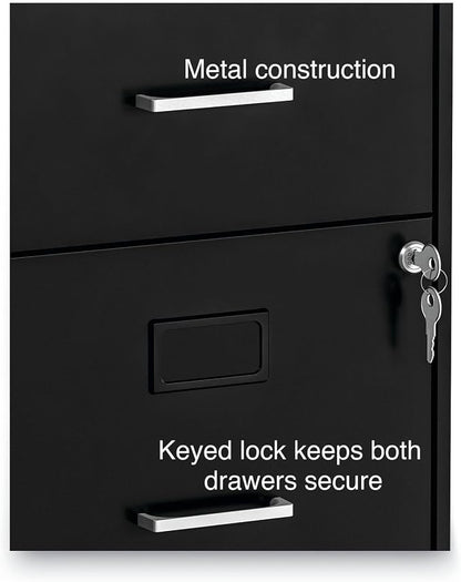 Alera Soho Vertical File Cabinet, 2 Drawers: File/File, Letter, Black, 14" X 18" X 24.1"