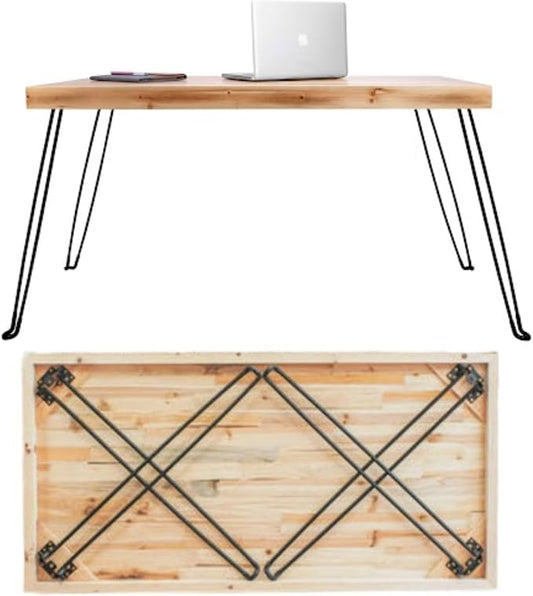 Sleekform Wood Folding Table - Portable Folding Desk - No Assembly Easy Fold Desks for Small Spaces - Space Saving Collapsible Computer Tables for Work, Writing, Crafts