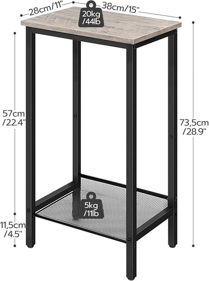HOOBRO Tall Side Table, Industrial End Telephone Table with Adjustable Mesh Shelves, Small Tall Nightstand for Living Room, Bedroom, Entryway, Office, Greige BG03DH01