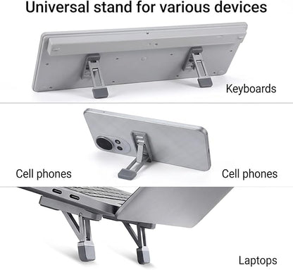 2PCS Keyboard Riser Portable Stand for Desk, Mini Foldable Laptop Feet Laptop Stand with Anti-Slip Pads Three Tilt Keyboard Angle Riser for Most Keyboards Office Accessories (Silver)
