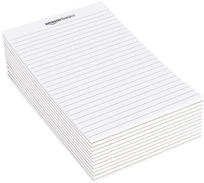 Amazon Basics Legal/Wide Ruled 8-1/2 by 11-3/4 Legal Pad, White, 600 Count (12 Pack of 50 Sheets)