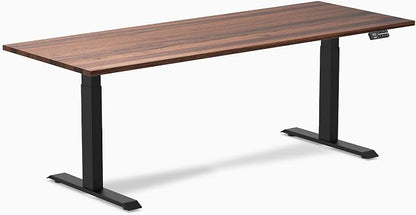 Desky Dual Hardwood Sit Stand Desk - 80x30 Electric Standing Desk - Dual Motor, 3 Stage Adjustable Height Desk - Solid Wood Standing Desk - Whole-Piece Top in Walnut Wood