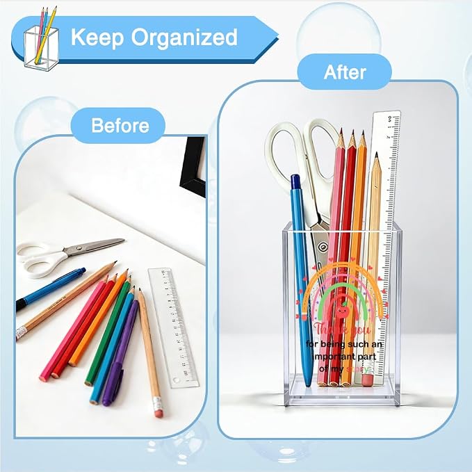 Thank You for Being Such an Important Part of My Story Rainbow Acrylic Pencil Pen Holder Organizer, Office Desk Organizer, Appreciation Leaving Gifts for Mentor Teacher Educator Tutor
