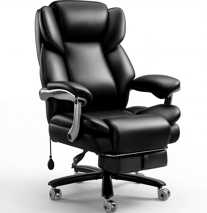 Indulgear 500lbs Heavy Duty Comfy Office Chair, Reclining Big and Tall Office Chair for Heavy People, High Back Executive Chair with Adjustable Lumbar Support,Pocket Spring Cushion