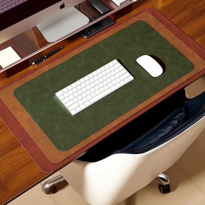 Distressed Leather Desk Mat - Non-Slip PU Desk Pad for Office and Home - Desk Organization and Accessories - Ideal for Large Mouse Pad and Desk Mats on Top of Desks(Sandstone,47.2"x 17")