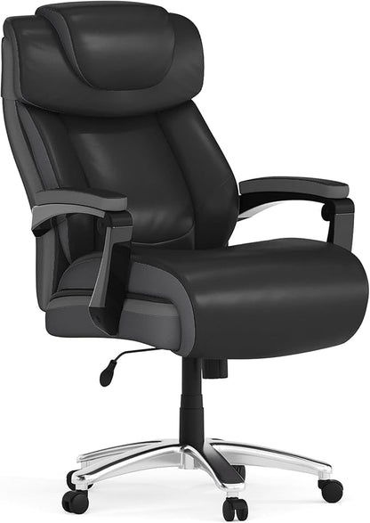 EMMA + OLIVER Hercules Series Big & Tall 500 lb. Rated Black LeatherSoft Executive Swivel Ergonomic Office Chair with Adjustable Headrest