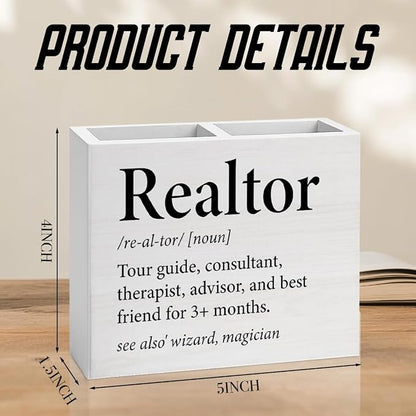 Realtor Gifts Real Estate Agent Gifts Supplies Realtor Wooden Pencil Holder desk decor for Office Home Christmas Birthday Holder2826