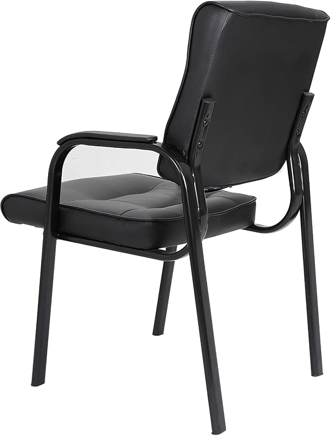 SUPER DEAL Office Guest Chair Bonded Leather Executive Side Chair Reception Chair with Solid Metal Frame Home Office Furniture
