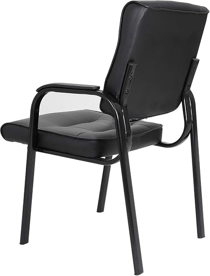 SUPER DEAL Office Guest Chair Bonded Leather Executive Side Chair Reception Chair with Solid Metal Frame Home Office Furniture