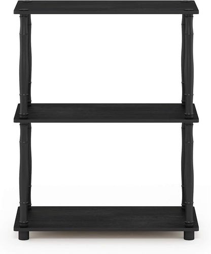 Furinno TURN-N-TUBE Storage Shelves, 3-Tier Book Shelf, Corner Shelf, Toolless Open Shelves, for Organization and Storage, Living Room, Garage, Home Office, Americano