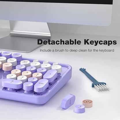 MOFii Wireless Keyboard Mouse Combo, Colorful Typewriter Full-Sized Keyboard and 2.4GHz USB Connected Mouse for Office Computer, Desktop, Laptop, PC, Windows 7/8/10 (Purple)