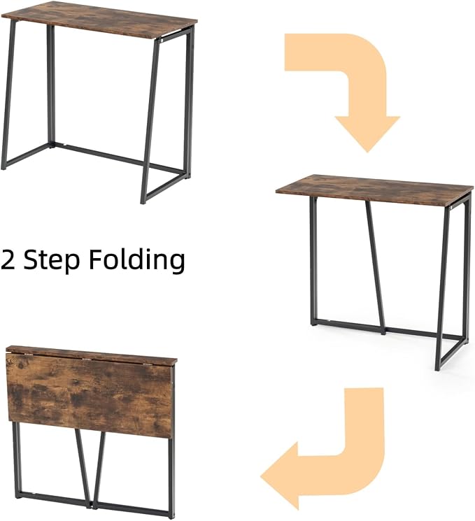 COZYCASA Folding Desk, 32 in Folding Writing Computer Desk for Teens Students, Small Desk for Home Office, Modern Simple Study PC Laptop Workstation, Easy Assembly Needed, Vintage