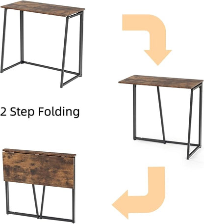 COZYCASA Folding Desk, 32 in Folding Writing Computer Desk for Teens Students, Small Desk for Home Office, Modern Simple Study PC Laptop Workstation, Easy Assembly Needed, Vintage