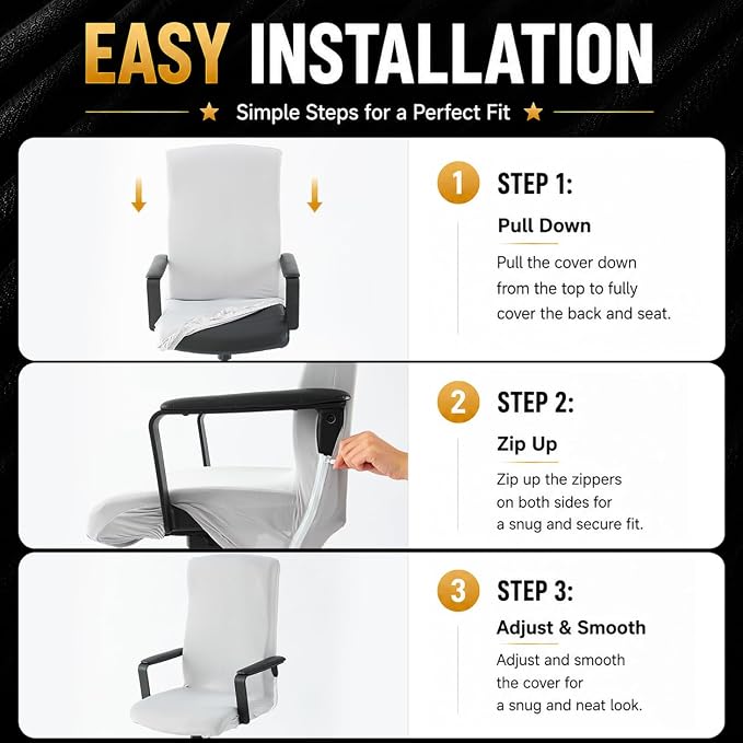 DIVA EN CAMINO DEC Durable Zipper Office Chair Cover, Stretch Soft Slipcover for Computer, Desk, or Boss Chair
