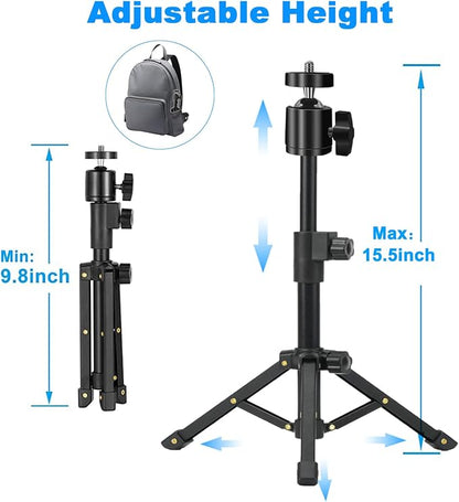 Webcam Tripod Stand, Extendable Webcam Stand for Desk Small Camera Tripod for Logitech Webcam C922 C930e C920S C920 C615 C960 C920x BRIO 4K, NexiGo N60, Right Light, GoPro, DSLR, Projector, and More