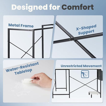 DUMOS L Shaped Desk Computer Gaming Corner Table 50 Inch Home Office Writing Student Work PC Workstation with Side Storage Bag CPU Stand for Bedroom Small Spaces