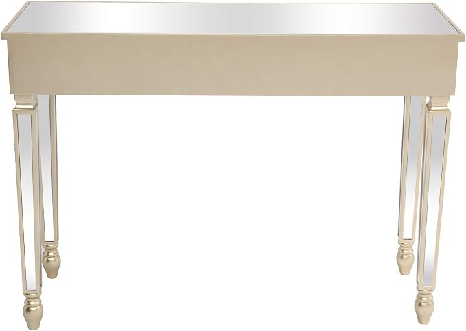 Henf Mirrored Console Table, Modern Makeup Vanity Desk Dressing Table with 3 Drawers, Contemporary Vanity Sofa Table for Entryway/Living Room/Bedroom (Champagne Gold)