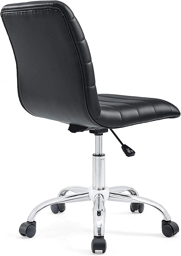 Modway Ripple Ribbed Armless Mid Back Swivel Computer Desk Office Chair In Black