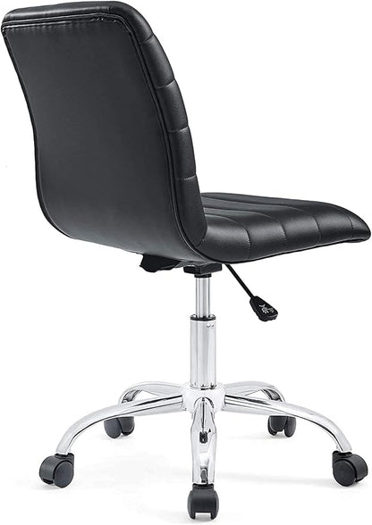 Modway Ripple Ribbed Armless Mid Back Swivel Computer Desk Office Chair In Black