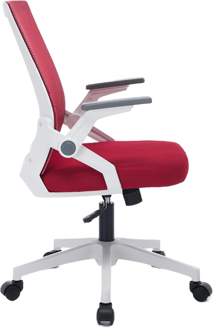 Ergonomic Office Chair with Flip-Up Arms, Small Desk Chair with Breathable Mesh Back, Home Office Desk Chair that Saves Space, Compact Swivel Computer Chair