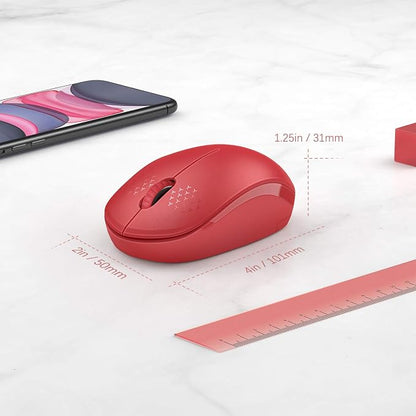 seenda Wireless Mouse, 2.4G Noiseless Mouse with USB Receiver Portable Computer Mice for Windows PC, Notebook, Laptop - Red