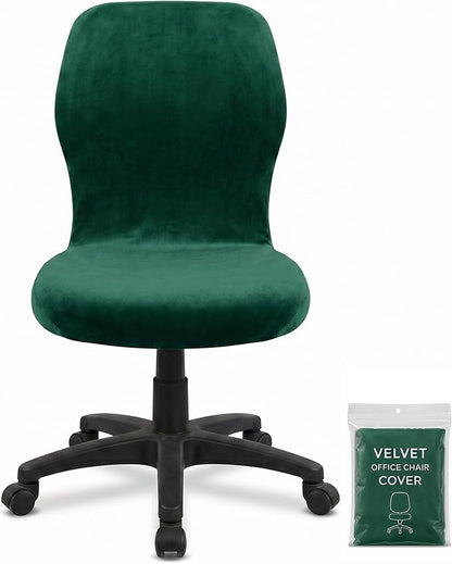 Deisy Dee Velvet Stretch Armless Office Chair Covers - Colorful Stretch Slipcover for Desk Chairs (Kelly)