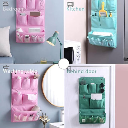 Hanging Organizer with Pockets – Wall & Door Storage Bag with 3 Sticky Hooks – Hanging Storage Organizer for Bathroom, Bedroom, Closet, Dorm, Washing Table (3Layer, Green)