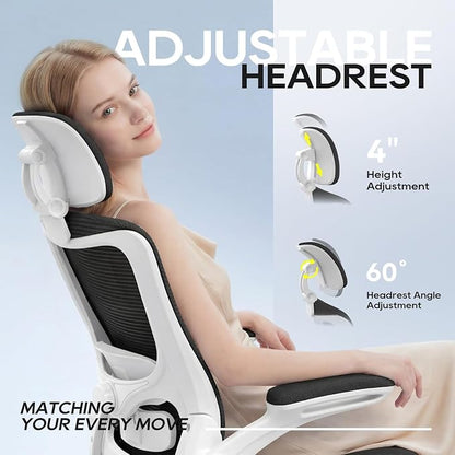 Ergonomic Office Chair for Long Hours, Padded Lumbar Support for Lower Back Relief, 330 lb Capacity, Comfortable Computer Desk Chair for Home Office, Computer & Study