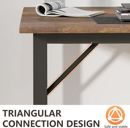 BestOffice Computer Desk,Home Office Desk, Modern Simple Style for Home Office Study Writing (Brown, 55 Inch)