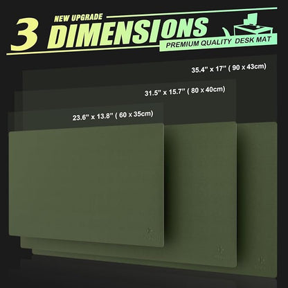 K KNODEL Small Office Leather Desk Mat, Mouse and Keyboard Pad, Computer and Laptop Mat, Desktop Protector and Cover, Writing Pad and Blotter (23.6"x13.8", Dark Green)