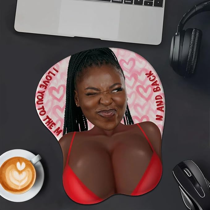 Love You to The Moon and Back Custom Face - Personalized Custom 3D Mouse Pad, Face Funny & Naughty Personalized Photo 3D Mouse Pad, Adult Jokes Gifts for Couple Coworker Troll