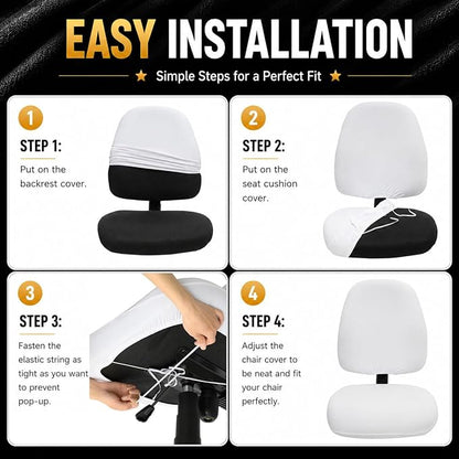Stretchable Desk Office Chair Seat Covers - Universal Stretch Computer Chair Slipcover - 180GSM Washable Rotating Backrest Coverings & Cushion Protectors for Dogs, Cats, Pets, Yellow