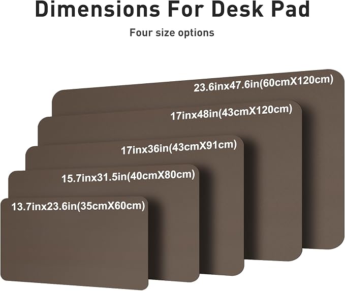 Aothia Leather Desk Pad Protector, Office Desk Mat, Large Mouse Pad, Non-Slip PU Leather Desk Blotter, Laptop Desk Pad, Waterproof Desk Writing Pad for Office and Home (48"x17", Coffee)