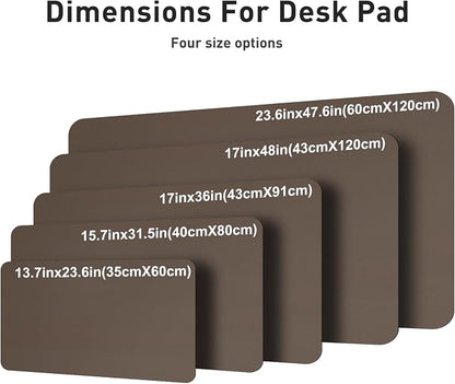 Aothia Leather Desk Pad Protector, Office Desk Mat, Large Mouse Pad, Non-Slip PU Leather Desk Blotter, Laptop Desk Pad, Waterproof Desk Writing Pad for Office and Home (48"x17", Coffee)