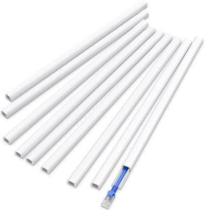 Delamu 128in Cord Hider for 1 Cord, Self-Adhesive Cord Covers for Wires on Wall, Easier Install Wire Covers for Cords on Wall, Cable Wire Hider, Cable Cover Management Raceway, W0.48 H0.3in, White