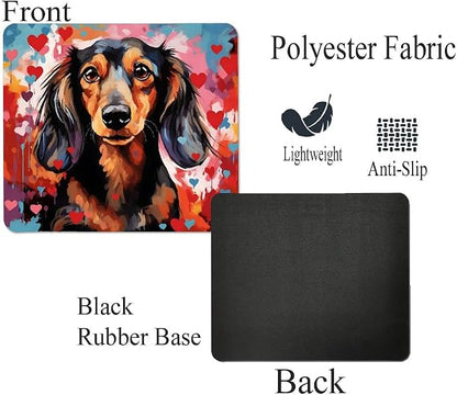 Dachshund Mouse Pad Dog with Red Hearts Pattern Non-Slip Rubber Mouse Pad Puppy in Love Mouse Pad for Home Office Work Desk Computer Desktop Laptop for Dog Lovers