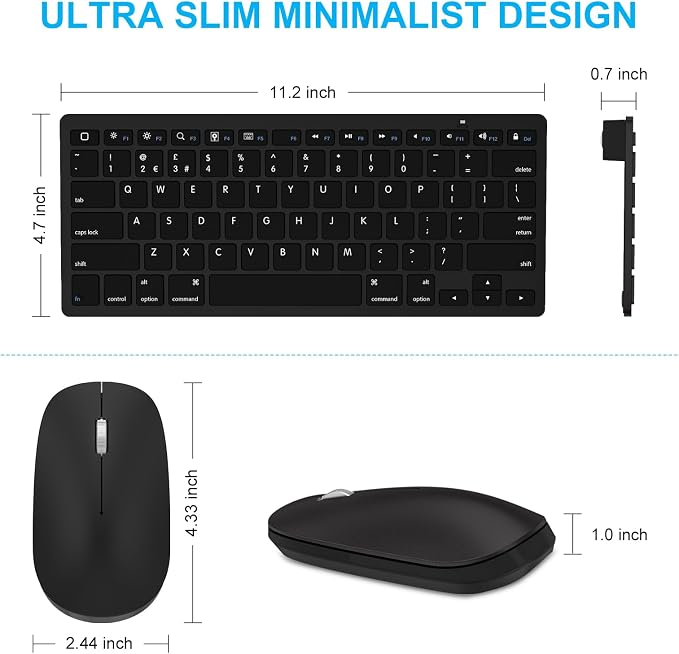 SPARIN Wireless Bluetooth Keyboard and Mouse for iPad 11th 10th Generation, iPad Air (13/11 inch), iPad Pro 13/12.9/11 inch, iPad 9th 8th Gen, iPad Mini 7th 6th-8.3 inch, Above iOS13- Black