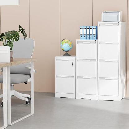 3 Drawer File Cabinet with Lock,Metal Vertical Filing Cabinets for Home Office,Heavy Duty File Storage Cabinet for Letter/Legal/A4/F4 Size File,Easy to Assemble,White