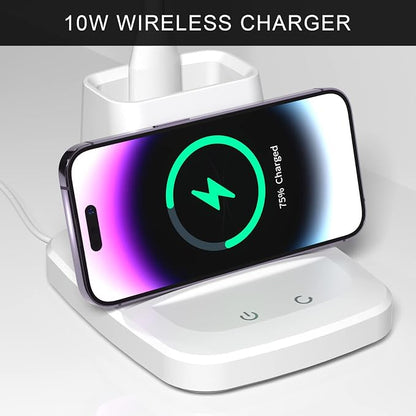 Desk Lamp with Wireless Charger - LED Desk Lamps for Home Office with Pen Holder, 800LM, 3 Color Modes, Flexible Arm, Eye-Caring White Table Lamps for Home College Dorm Room