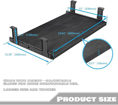 FRMSAET Furniture Accessories Office Product Suits Hardware 20/24/30 inches Keyboard Drawer Tray Wood Holder Under Desk Adjustable Height Platform(24 inches, Black Rock)