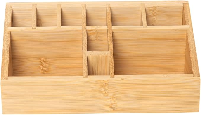 Bamboo Art Supply Organizer, Pen Holder Wooden Desktop Storage for Artists, Office Supplies, Makeup Brushes,Minimalist Desk Accessory for Home Studio, Classroom or Vanity