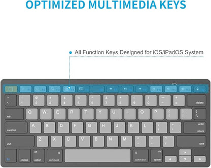 OMOTON Ultra-Slim Bluetooth Keyboard for iPad 11th/10th/9th/8th/7th, iPad Pro/Air/Mini and iPhone Series, Wireless iOS Keyboard with 12 Multimedia Keys for Office, School, Orange & Gray & Deep Gray